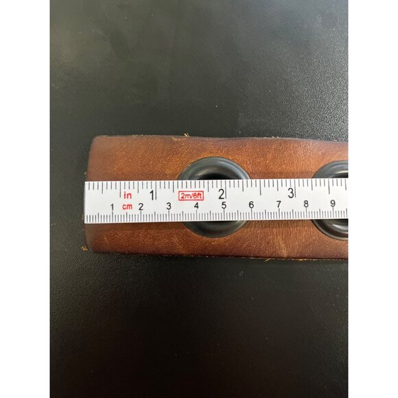 Vintage Unisex Brown Leather Belt Size S (39" Long) SKU 6288 - Picture 7 of 9